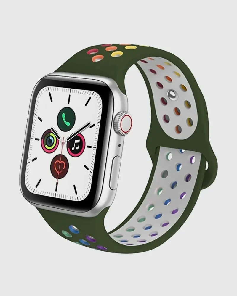 Sport Band Active Apple Watch Band - Army Green Rainbow Pride