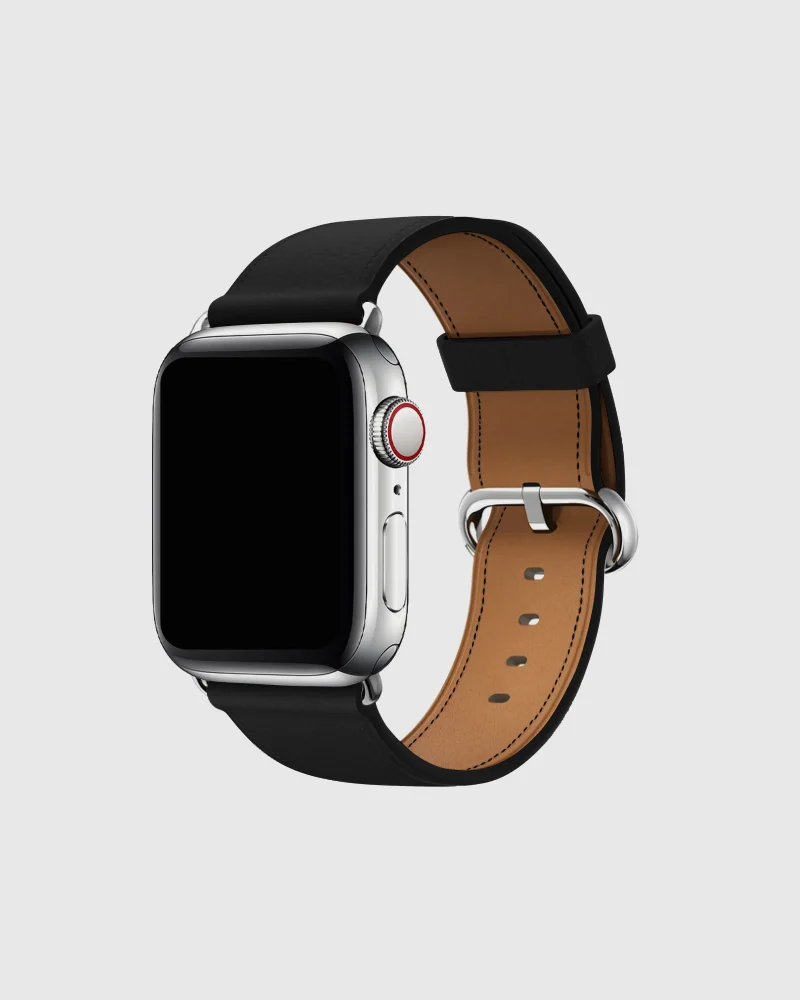 Classic Leather Buckle Apple Watch Band - Black