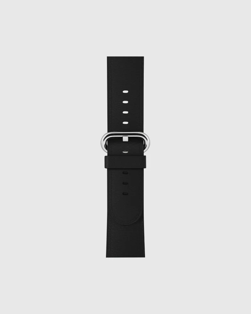 Alternative view of Classic Leather Buckle Apple Watch Band - Black