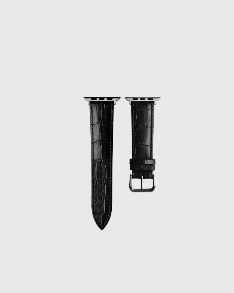 Croc Leather Apple Watch Band - Black