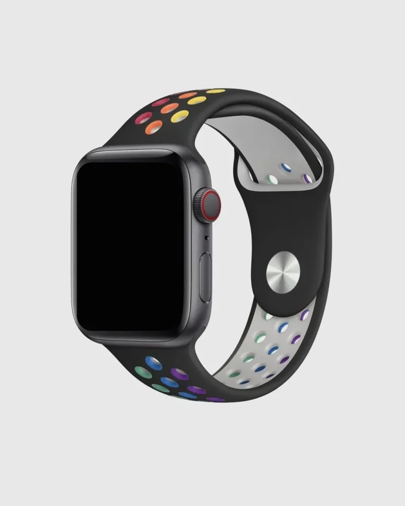 Sport Band Active Apple Watch Band - Black Rainbow Pride