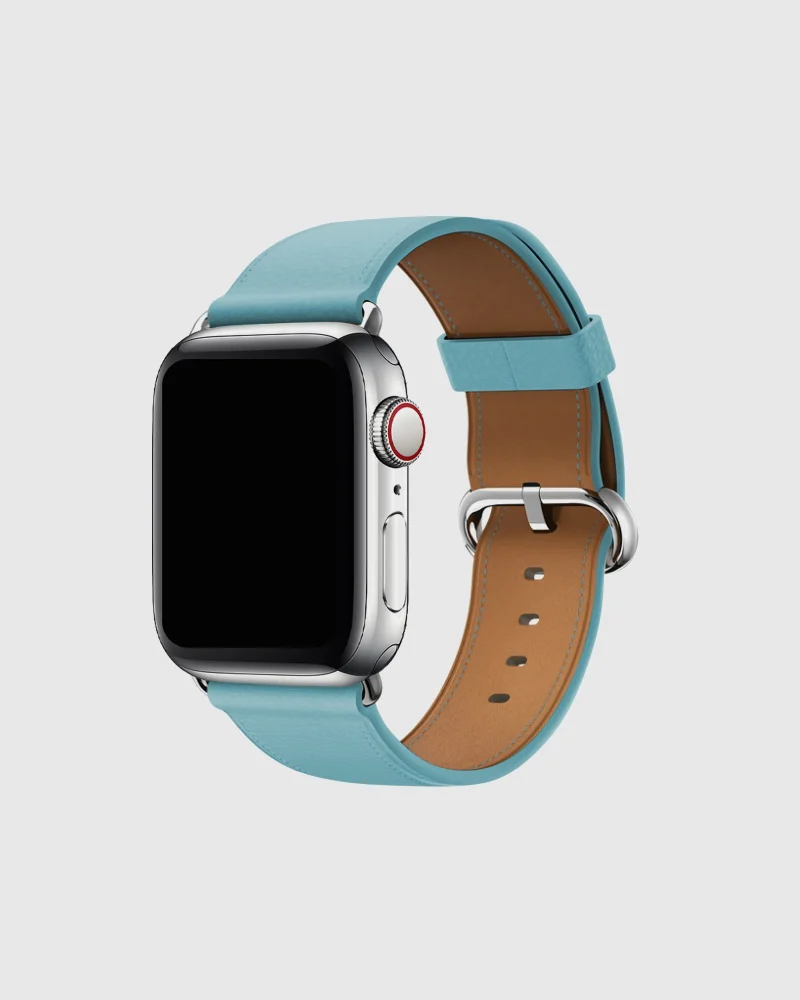 Classic Leather Buckle Apple Watch Band - Blue Jay