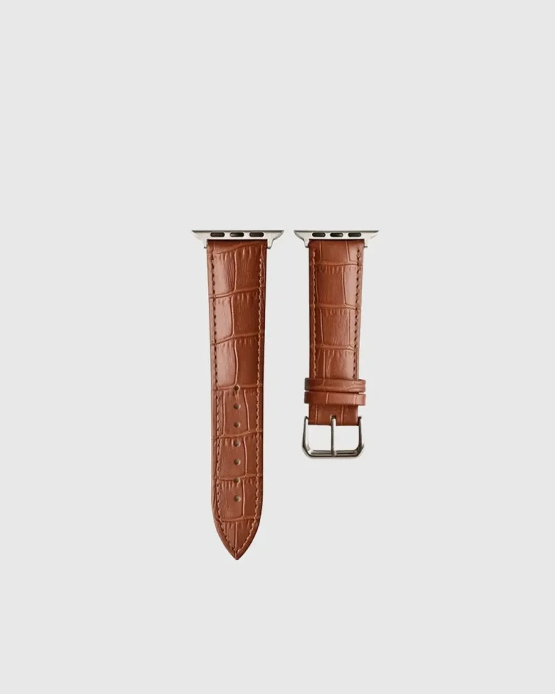 Croc Leather Apple Watch Band - Brown