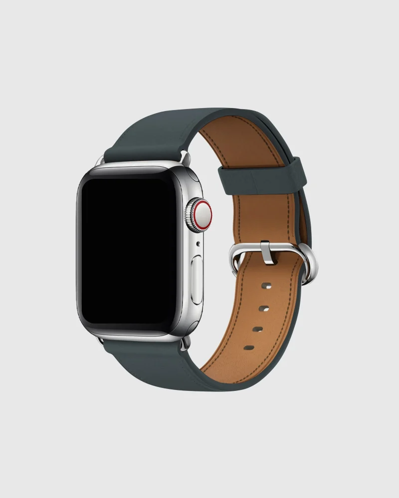 Classic Leather Buckle Apple Watch Band - Concrete