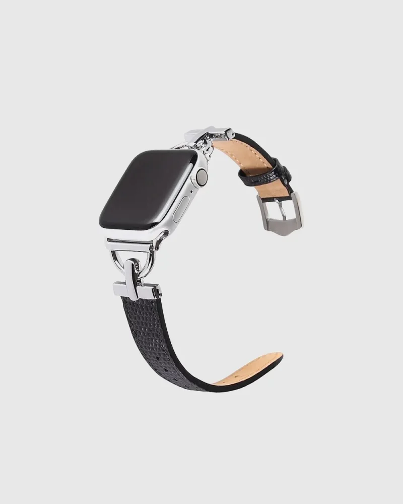 Dakota Leather Apple Watch Band - Silver Black
