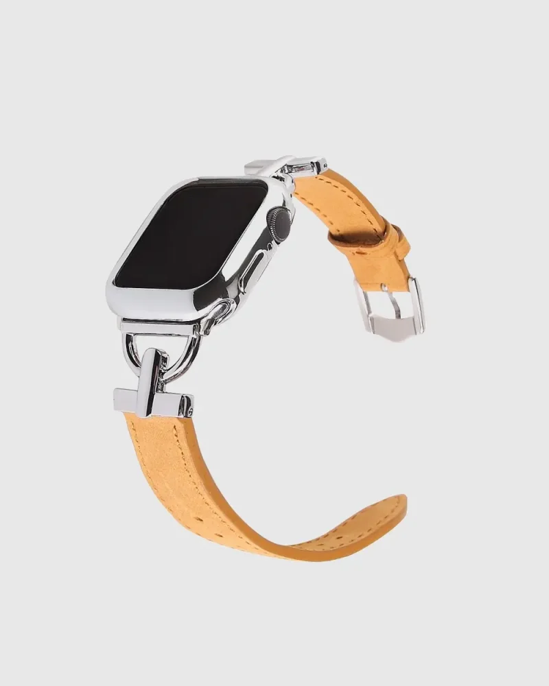 Dakota Leather Apple Watch Band - Silver Brown