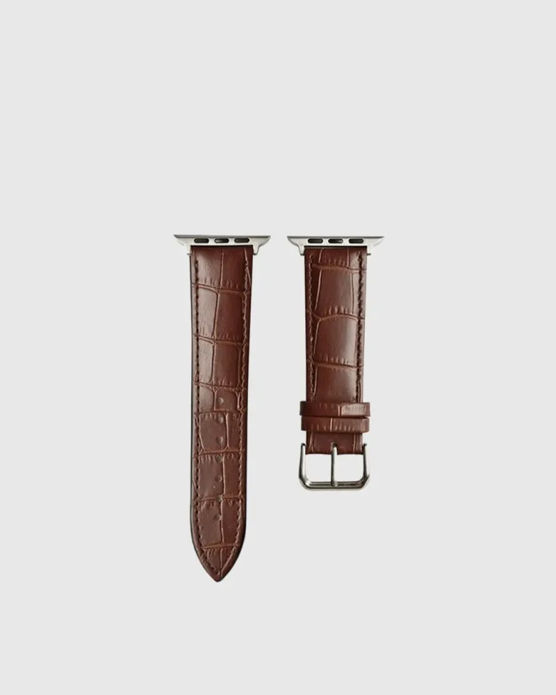 Croc Leather Apple Watch Band - Dark Brown