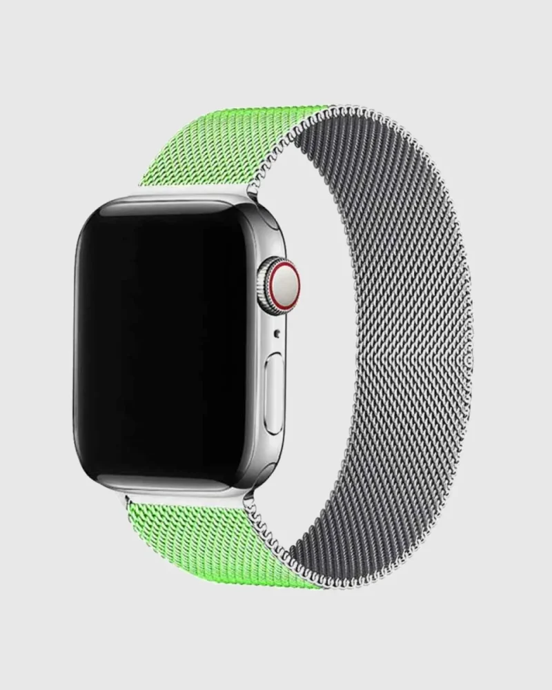 Milanese Loop Apple Watch Band - Green Silver