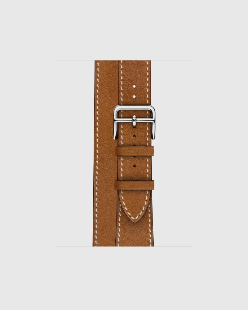 Alternative view of Double Tour Leather Apple Watch Band - Fauve | Tan Wrap Strap