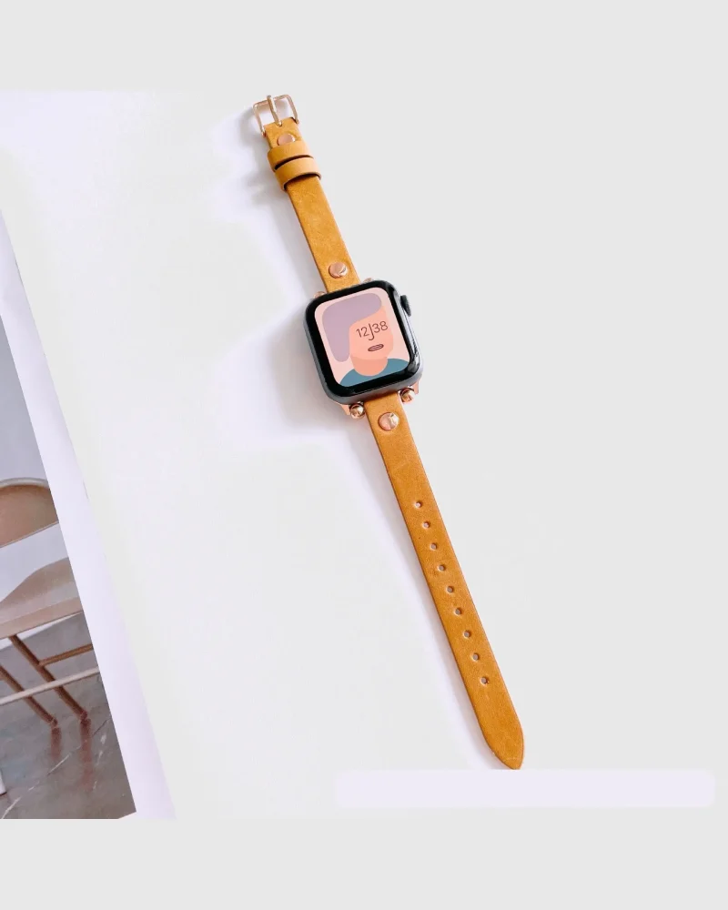 Hermione Leather Apple Watch Band - Saddle Brown