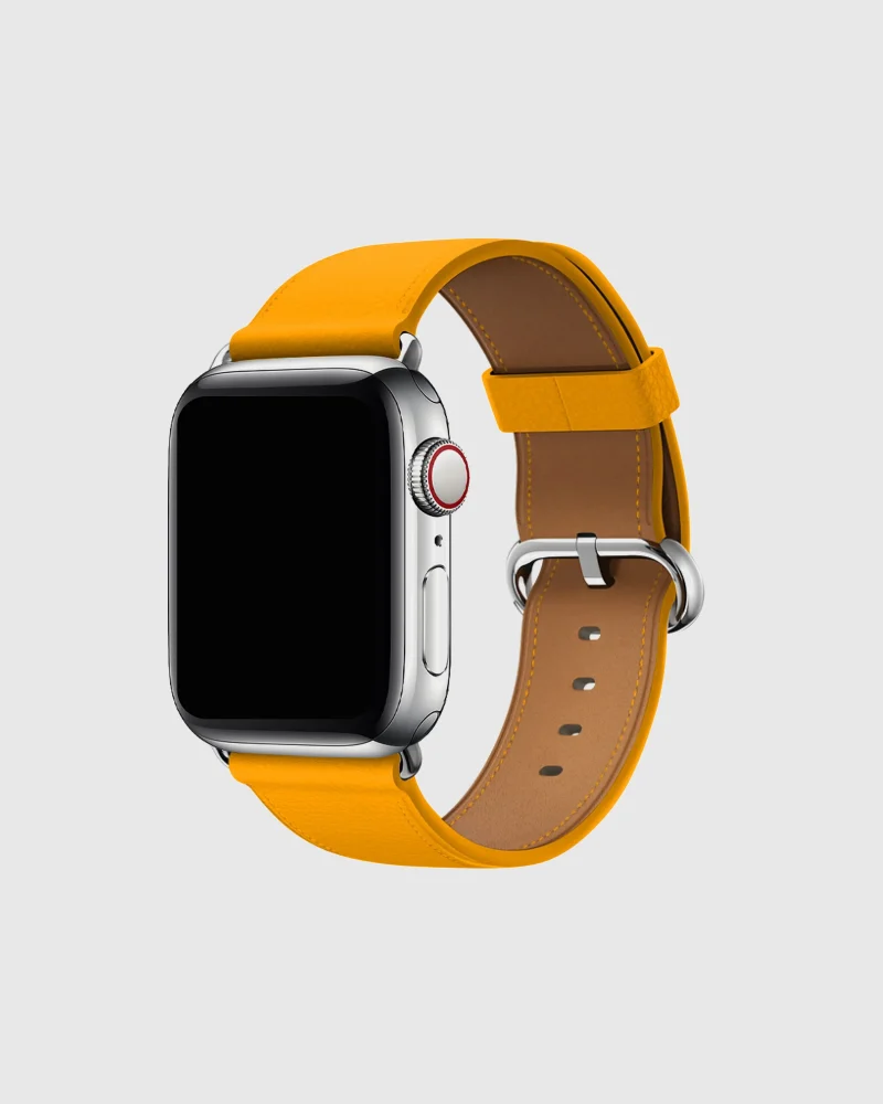 Classic Leather Buckle Apple Watch Band - Marigold