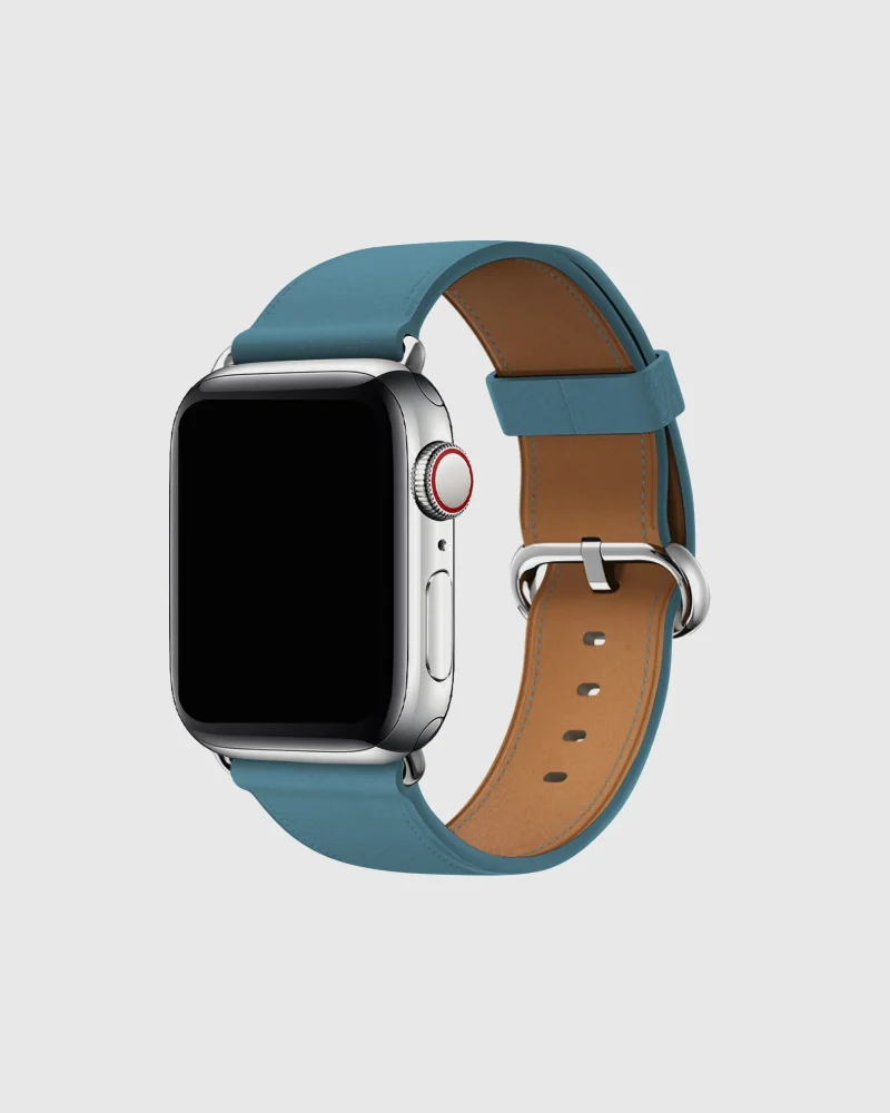 Classic Leather Buckle Apple Watch Band - Marine Blue