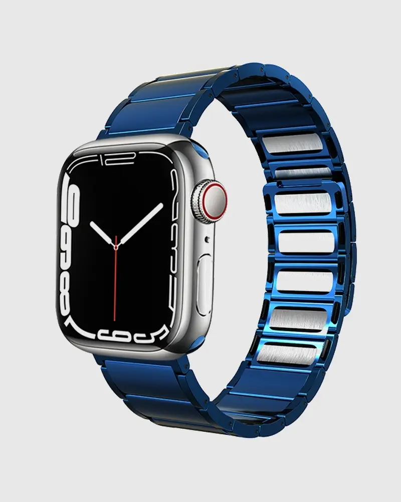 Maximus Stainless Steel Blue Link Bracelet Apple Watch Band