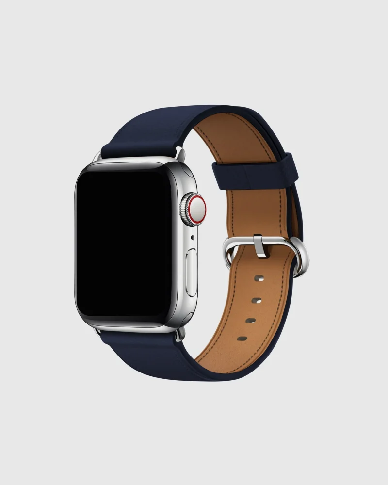 Classic Leather Buckle Apple Watch Band - Midnight Blue