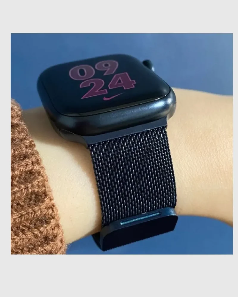Alternative view of Milanese Loop Apple Watch Band - Midnight