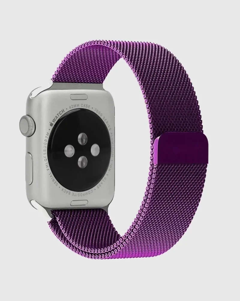 Alternative view of Milanese Loop Apple Watch Band - Purple