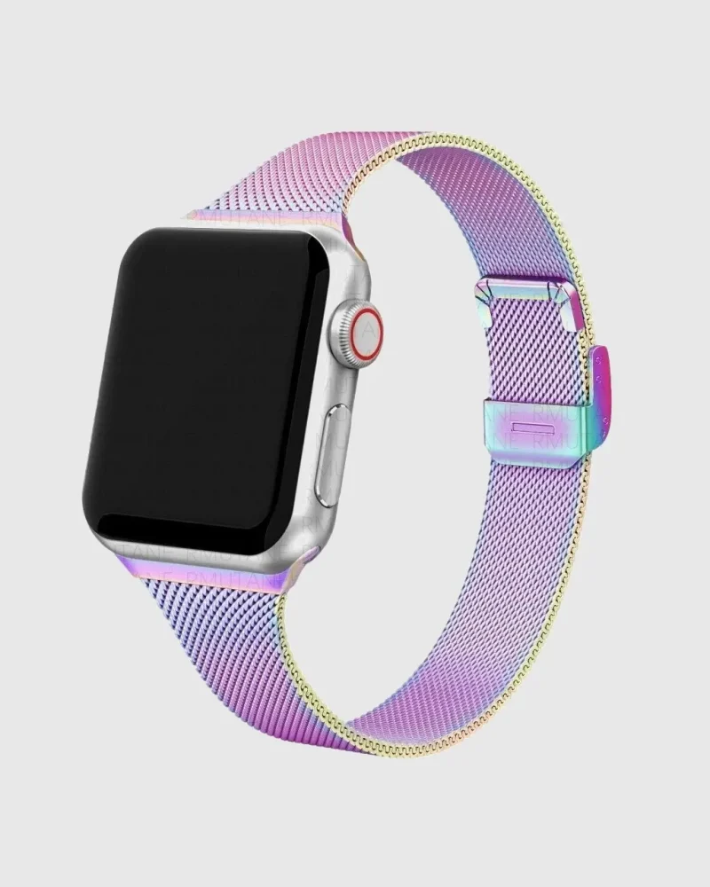 Geneva Slim Milanese Loop Apple Watch Band - Rainbow