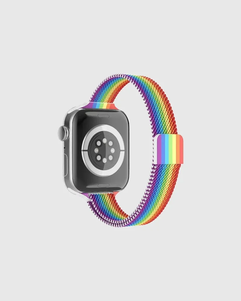 Aurora Slim Milanese Loop Apple Watch Band - Rainbow Pride