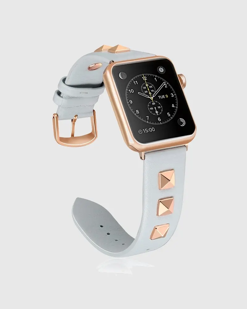 Rockstar Leather Apple Watch Band - Light Blue
