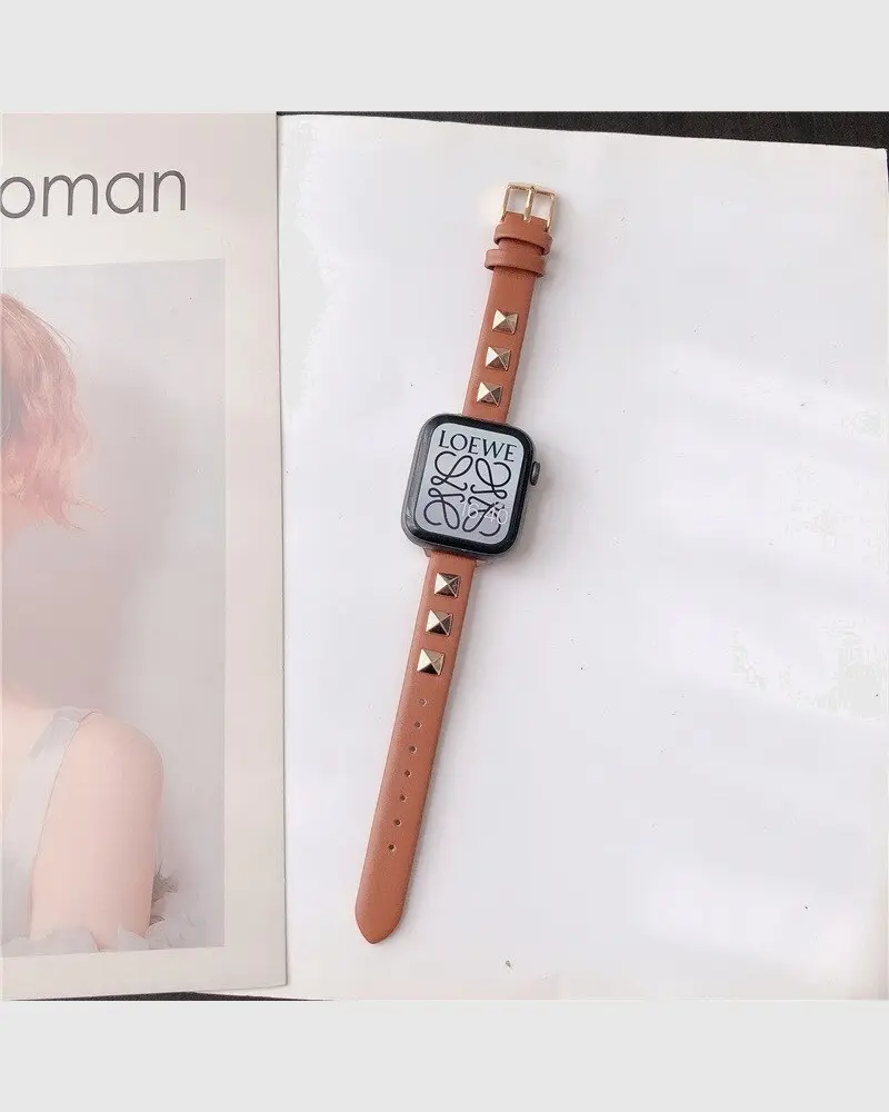 Rockstar Slim Apple Watch Band - Slim Saddle Brown