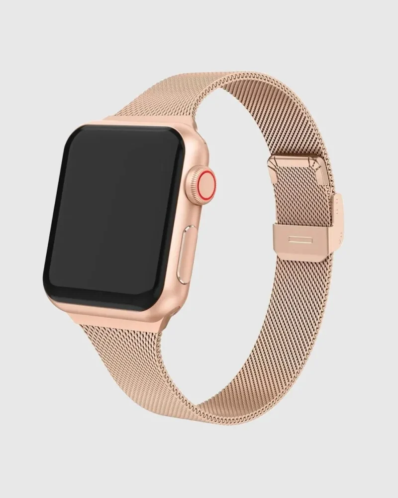 Geneva Slim Milanese Loop Apple Watch Band - Rose Gold