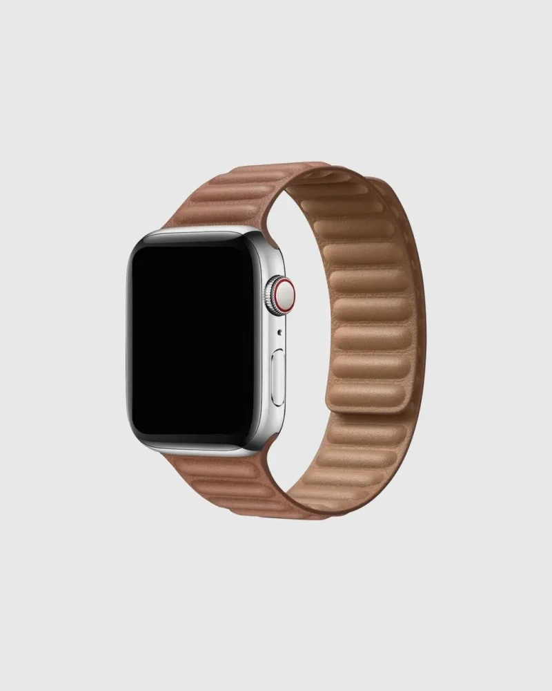 Leather Link Apple Watch Band - Saddle Brown