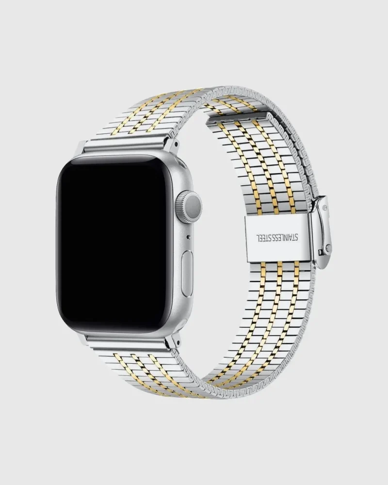 Titan Stainless Steel Apple Watch Band - Silver Gold
