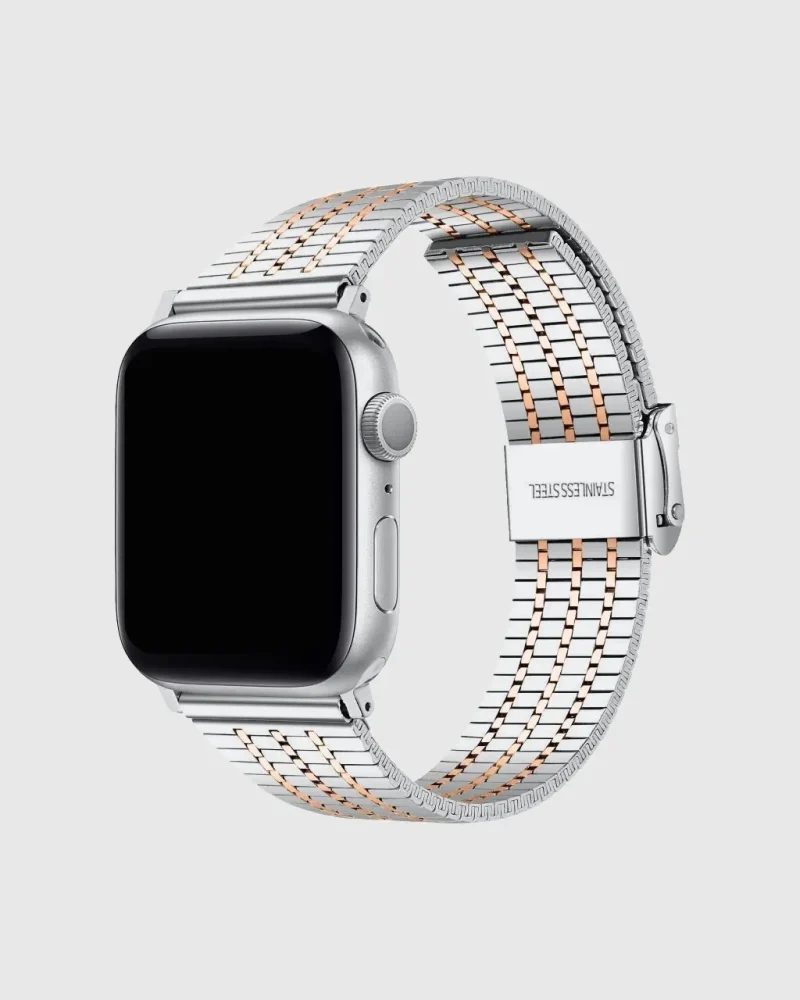 Titan Stainless Steel Apple Watch Band - Silver Rose Gold