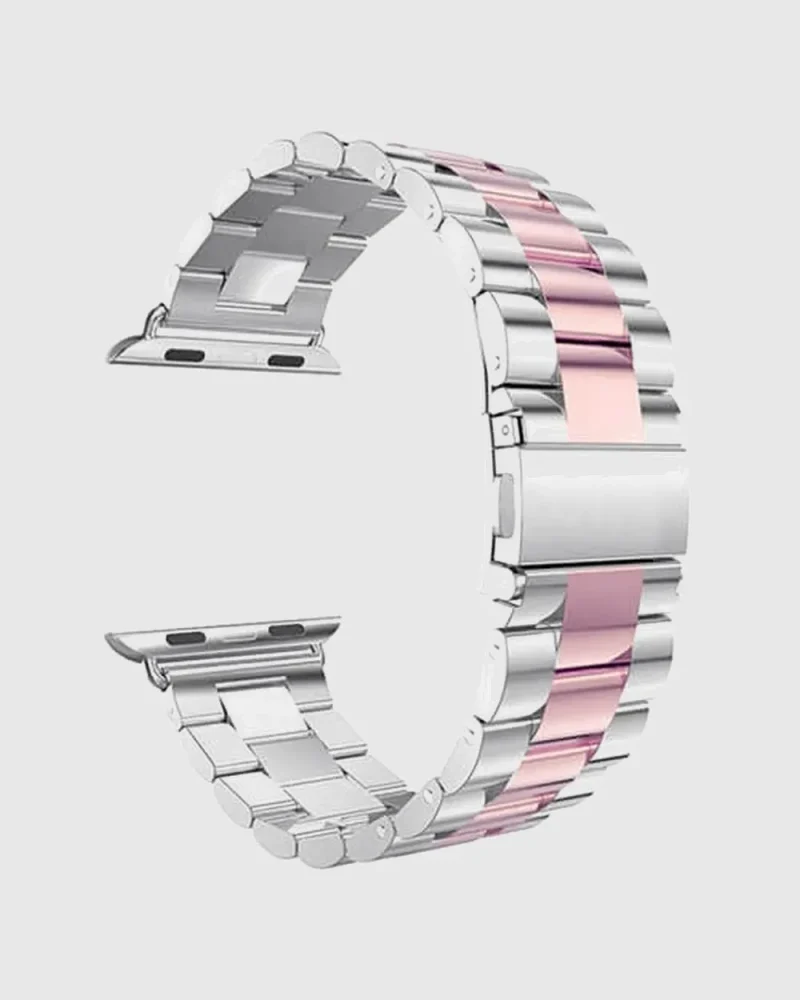 Alternative view of Classic Stainless Steel Apple Watch Band - Silver Rose Pink