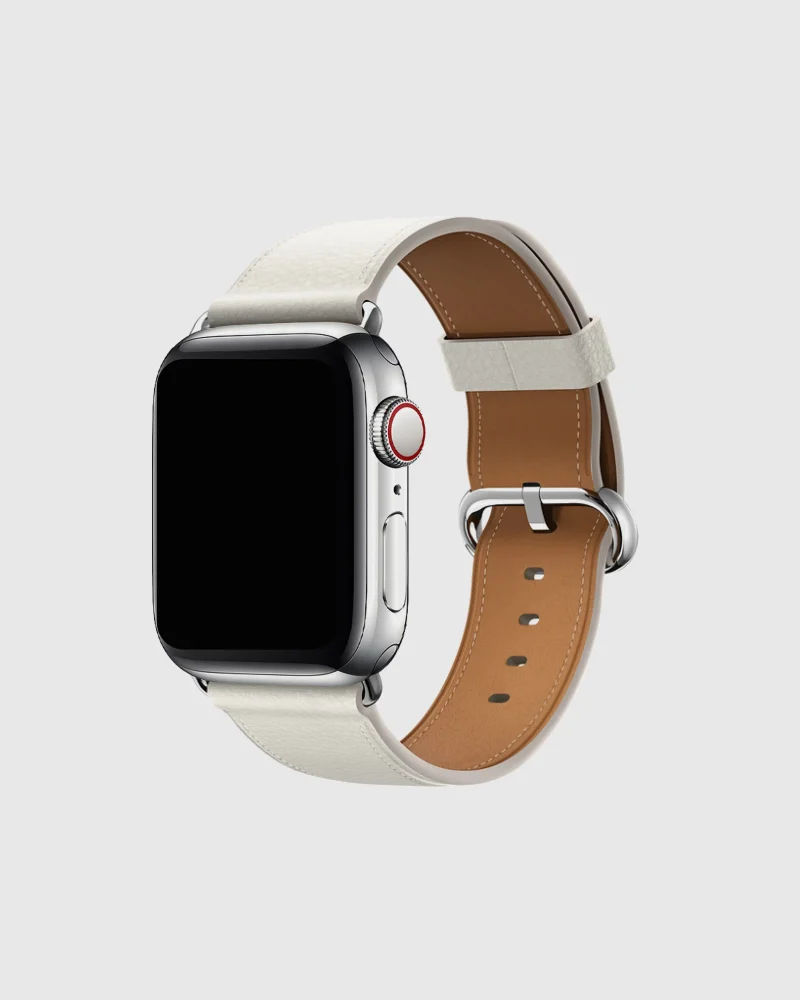 Classic Leather Buckle Apple Watch Band - White