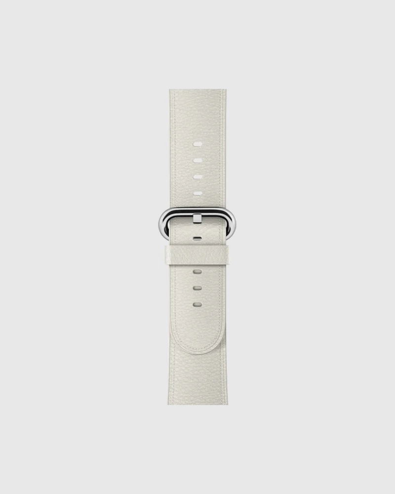 Alternative view of Classic Leather Buckle Apple Watch Band - White