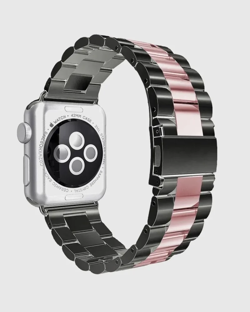 Classic Stainless Steel Apple Watch Band - Black Rose Pink