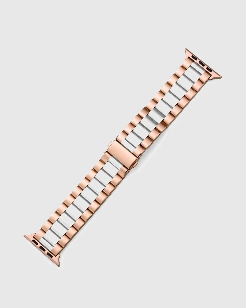 Classic Stainless Steel Apple Watch Band - Rose Gold White