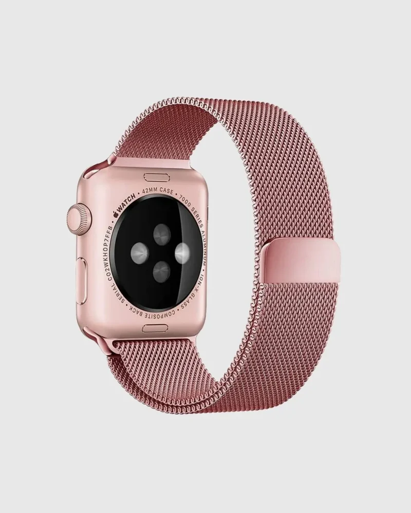 Alternative view of Milanese Loop Apple Watch Band - ROSE PINK